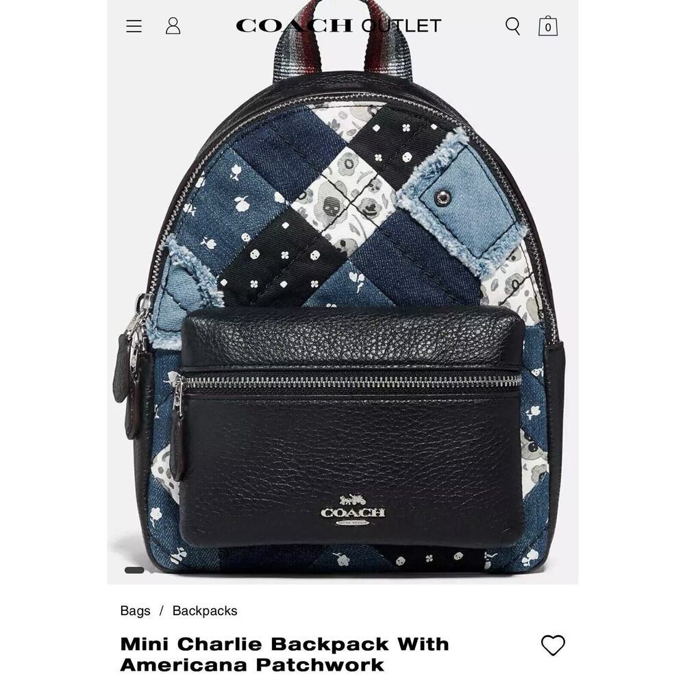 Coach Mini Backpack Patchwork Leather Backpack Bl… - image 1